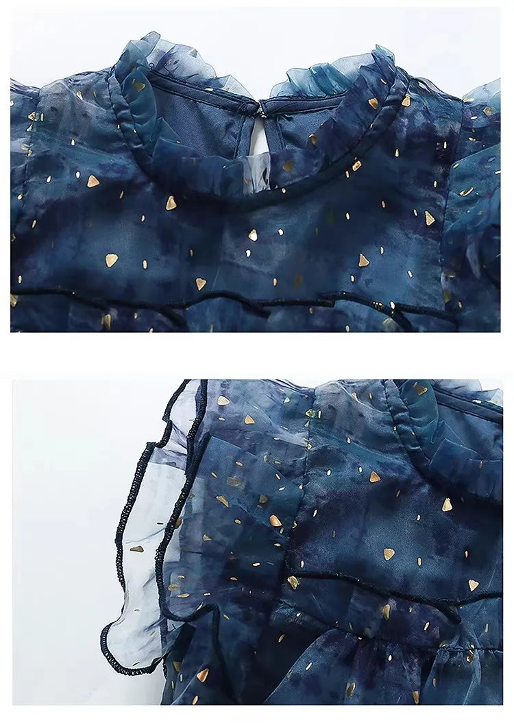 Vestido de Verão para Meninas, Novo Estilo de Vestido de Princesa Moderno para Crianças, Vestido de Tule Super Fofo para Meninas