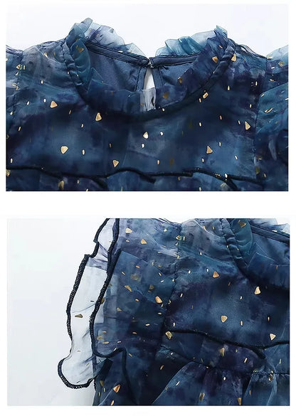 Vestido de Verão para Meninas, Novo Estilo de Vestido de Princesa Moderno para Crianças, Vestido de Tule Super Fofo para Meninas