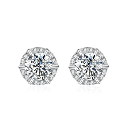 1ct Moissanite Stud Earrings for Women Sparkling Classic Wedding Lab Diamond Earring 925 sterling silver Women's earrings