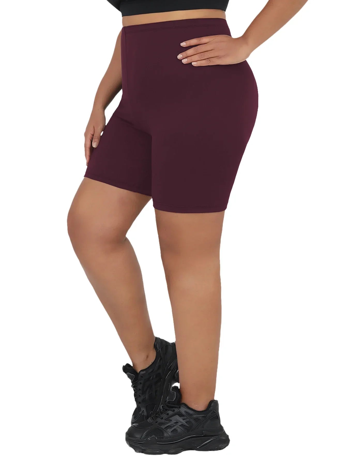 Plus Size Super Soft Biker Shorts For Women No See Through Workout Running Yoga Athletic Shorts 6"Inseam RUNNING