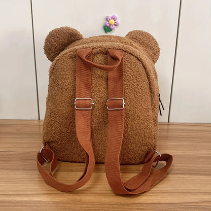 Cute Bear Plush Backpack Embroidered Name Autumn Winter Kids Outdoor Shoulder Bags Custom Personalized Children's Gift Bags