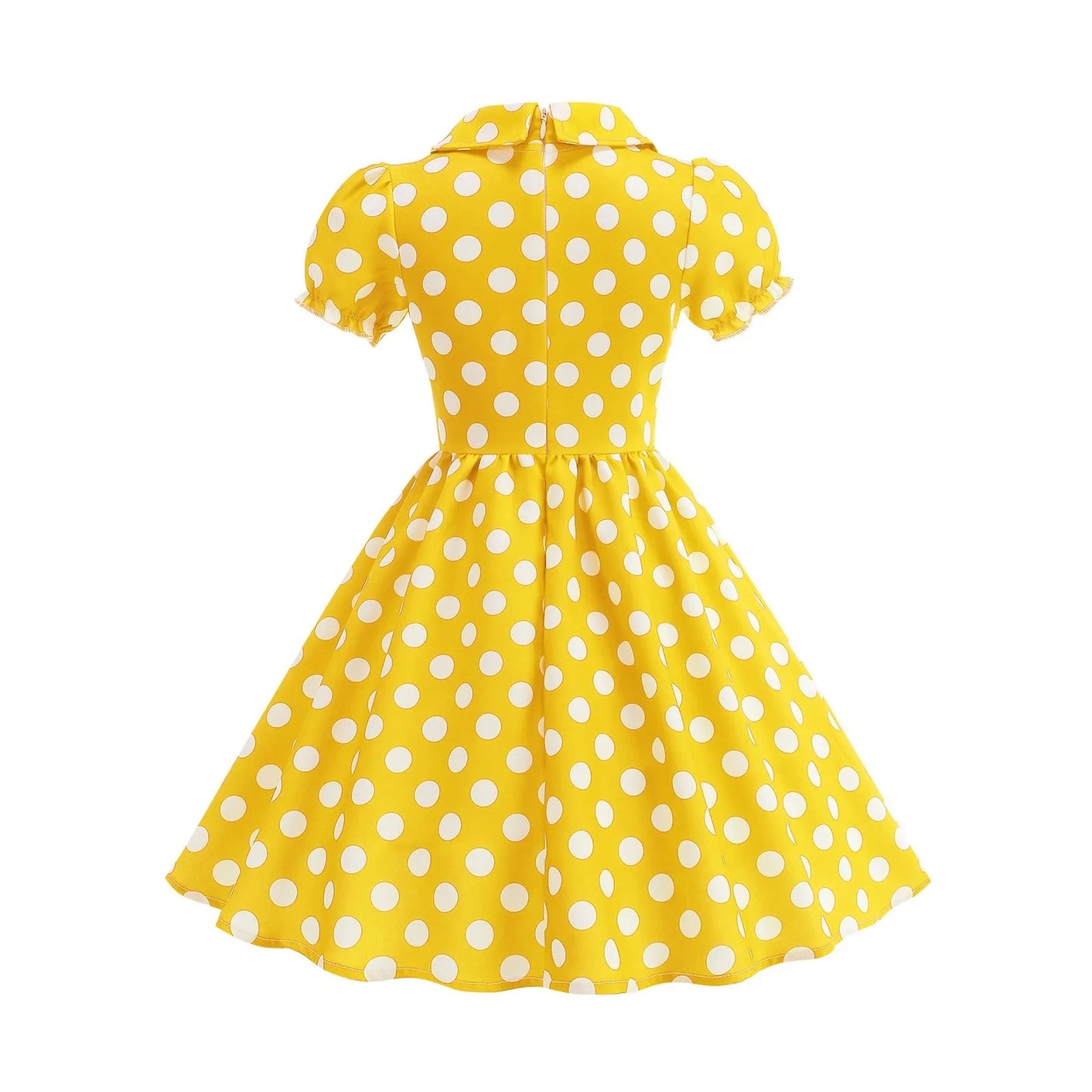 New Fashion Kids Dress For Girls Polka Dot Short-sleeved Children Dress With Baby Collar Daily Girls Casual Costume