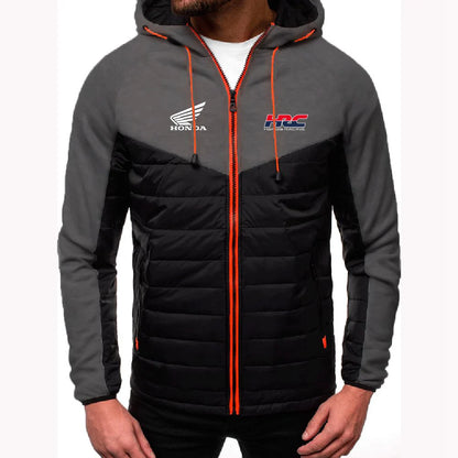 Comfortable Jacket Slim Coat Men's New Seven-color Cotton-padded racing Print Patchwork Hoodies