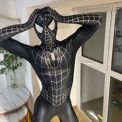 Black Spider Man Toby Costume Slim Fit Jumpsuit Cosplay Superhero Expedition Costume Superhero Zhentai Halloween Party Gifts