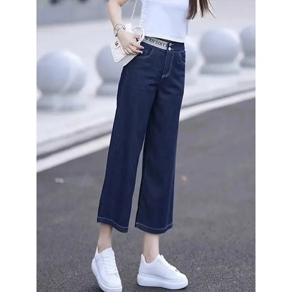 Wide Leg Pant Ladies High Waist Straight Tube Jeans
