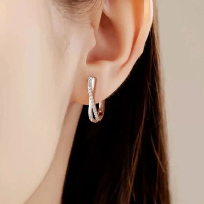 Moissanite Hoop Earrings For Women GRA Certified 1.5mm Diamond Versatile Jewelry s925 Sterling Silver Twisted Earring