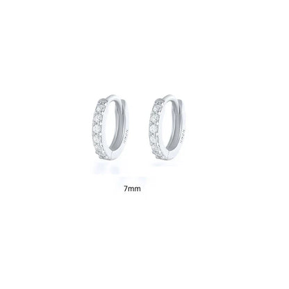 6/7/8/9 MM Cartilage Circle Earrings 925 Sterling Silver Bling CZ Huggie Hoop Earring for Women Piercing Buckle Wedding Jewelry