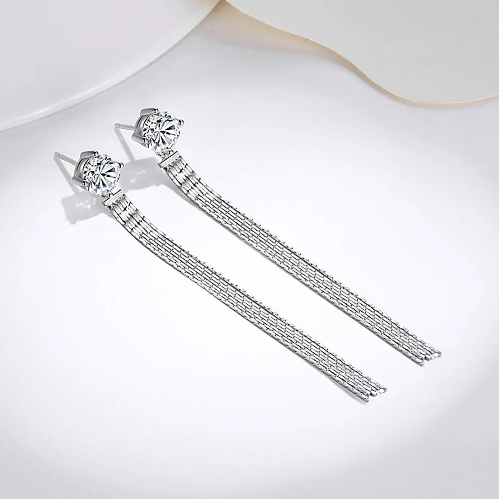 Moissanite Drop Earrings With Gra Certificates 1carat D Color Diamond Earring 925 Silver Long Tassel Dangle Earring For Women