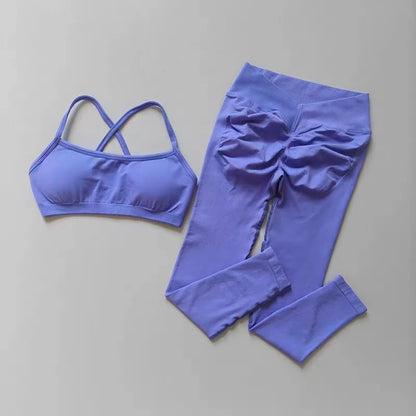 Peach Butt Seamless Fitness Two-Piece Set: Tight Yoga Sports Bra Quick-Dry Pants Set for Pilates Women