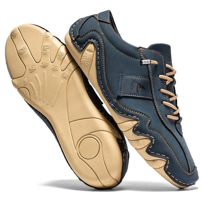 Spring Handmade Leather Casual Men Shoes Design Fashion Sneakers Man Loafers Breathable Soft Flat Shoes Driving Shoes