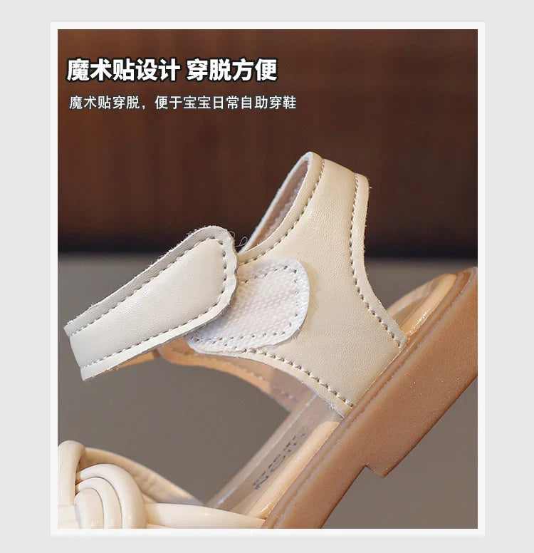 Children Fashion Girls Sandals Casual Weave Breatheable 2023 New Summer Beach Shoes Princess Flats Hook & Loop Chic Kids Korean