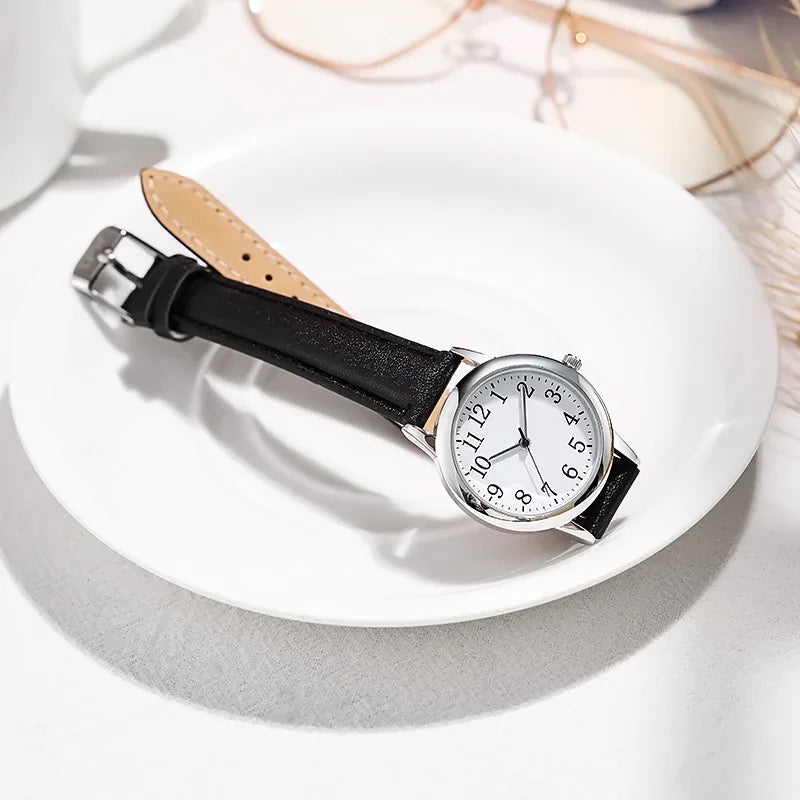 Women Quartz Watch Easy To Read Arabic Numerals Simple Dial PU Leather Strap Lady Candy Color  Reloj De Mujer Montre Femme