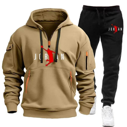 2025 New Autumn and winter new trend men's blazer + Tracksuit pants Fashion casual jogging print sportswear outdoor sportswear