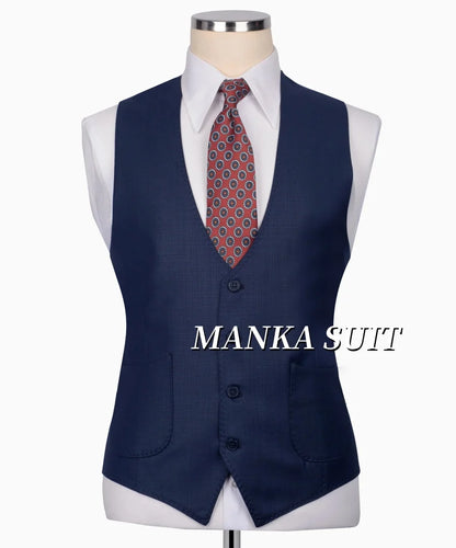 Notch Lapel Single Breasted Full Men's Suits  Smart Casual Business Office Wedding  3pcs Blazer Vest Pants Customized Men's Set