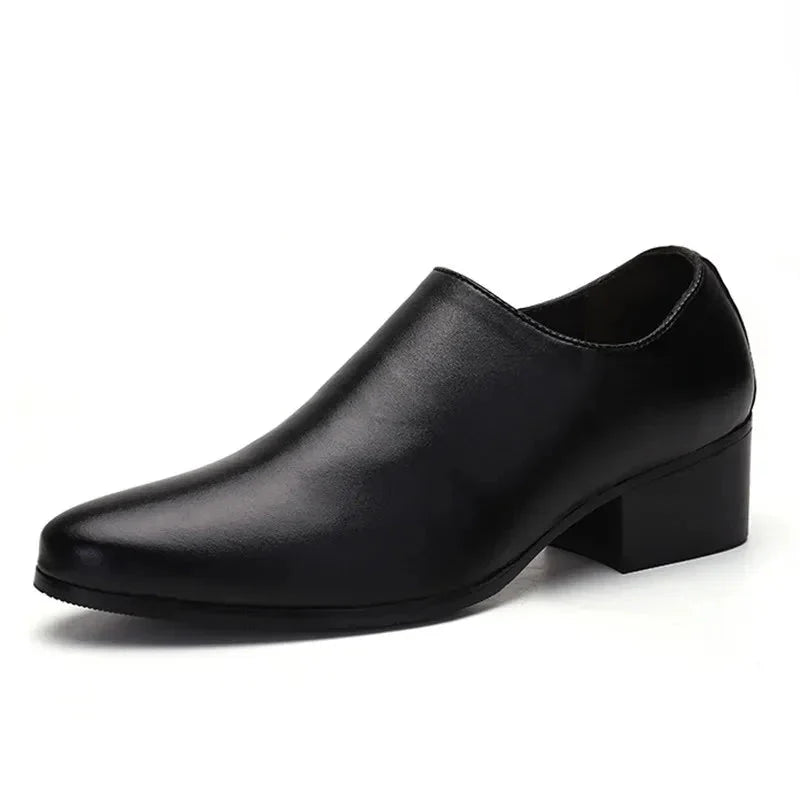 Sapatos Masculinos de Couro com Bico Fino – Sapatos Sociais Slip-On Formais, Preto/Marrom, Tamanhos 40–48