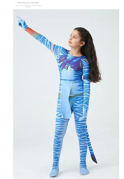 Avatar Costume for Kids Cosplay Alien Child Boy Girl Avatar The Way of Water Christmas Halloween Masquerade Party Dress Up