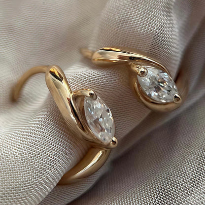 0.4 Carat Marquise Cut Moissanite Diamond Huggies Hoop Earrings with Certificates 925 Sterling Silver Drop Earring for Women Men