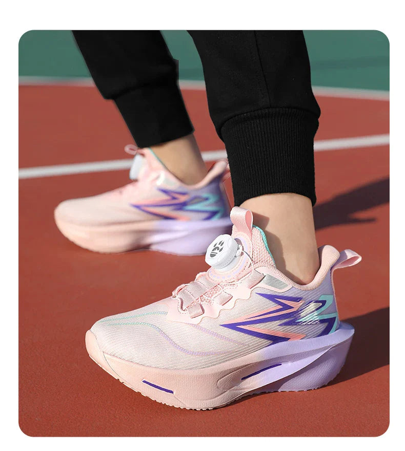 Children‘s Basketball Shoes Non-slip Breathable Sports Training Shoes Outdoor Lace-up Boys Girls Knit Jogging Shoes Gym Sneakers