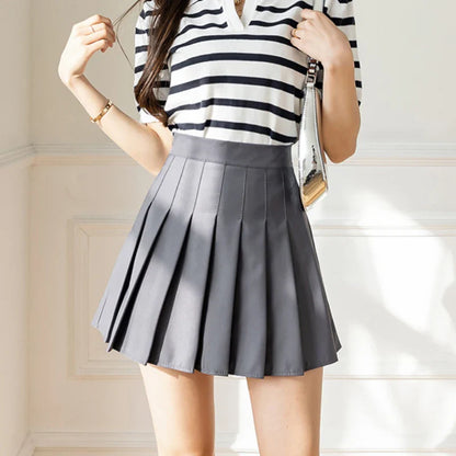 White Women Pleated Skirts Summer High Waist Zipper Girls Dancing JK Mini Skirts Black Fashion Student A Line Faldas 2023