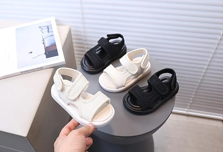 Summer Boy Casual Lightweight Cloth Vamp Beach Shoes Student Outdoor Girls Sandals Breathable Daily Platform Flat Sandals I05073