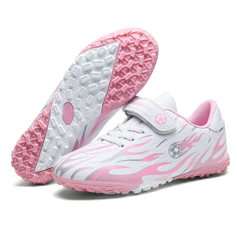 Children’s Soccer Shoes Grass Non-Slip Football Ankle Support Boots Outdoor Cleats Shoes Boys TF/FG Turf Futsal Training Shoes