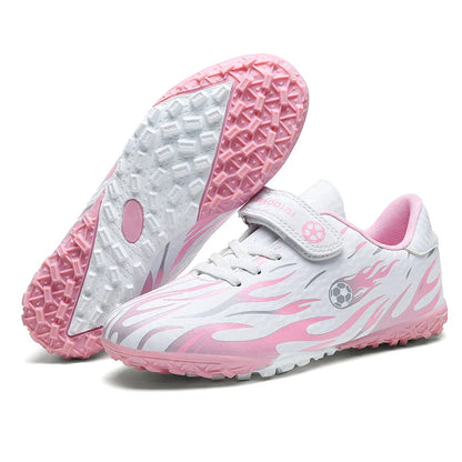 Children’s Soccer Shoes Grass Non-Slip Football Ankle Support Boots Outdoor Cleats Shoes Boys TF/FG Turf Futsal Training Shoes
