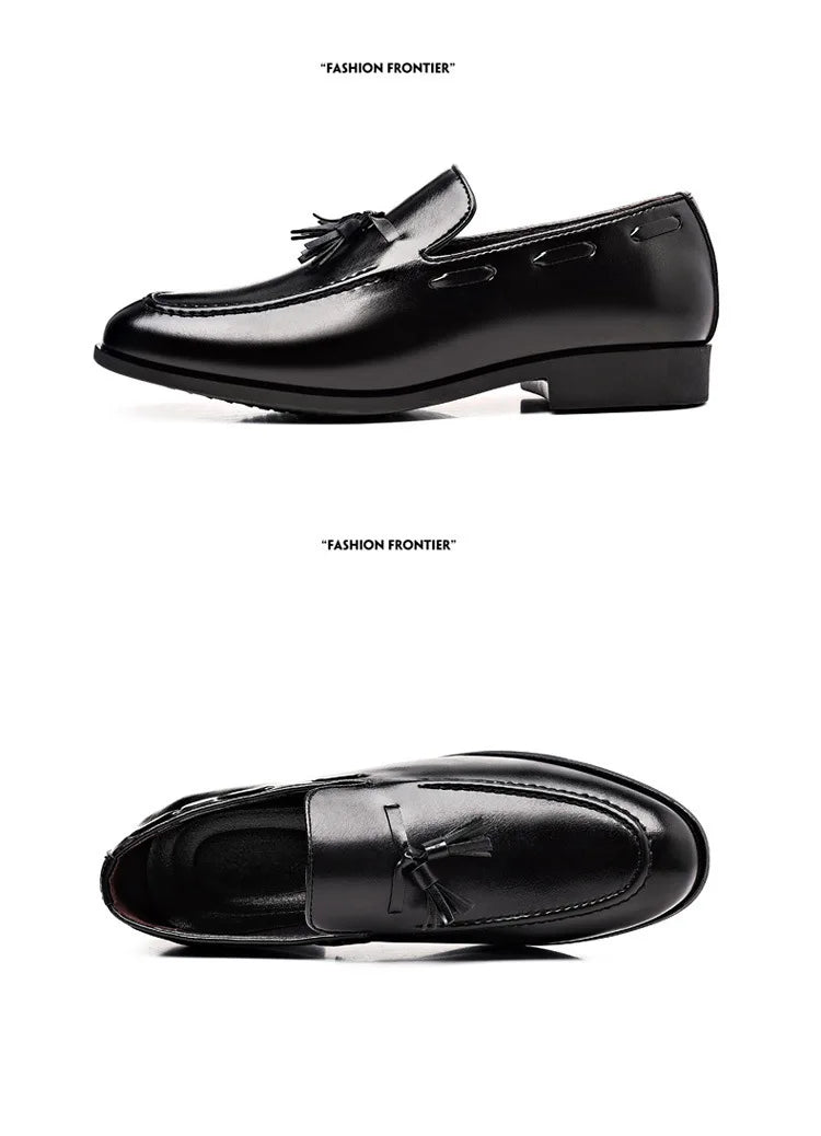 Summer New Large Size Men's Leather Shoes Business Formal Casual Wedding Knot Shoes round Toe Flat Heel Rubber Outsole