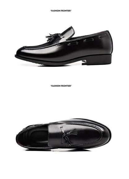 Summer New Large Size Men's Leather Shoes Business Formal Casual Wedding Knot Shoes round Toe Flat Heel Rubber Outsole