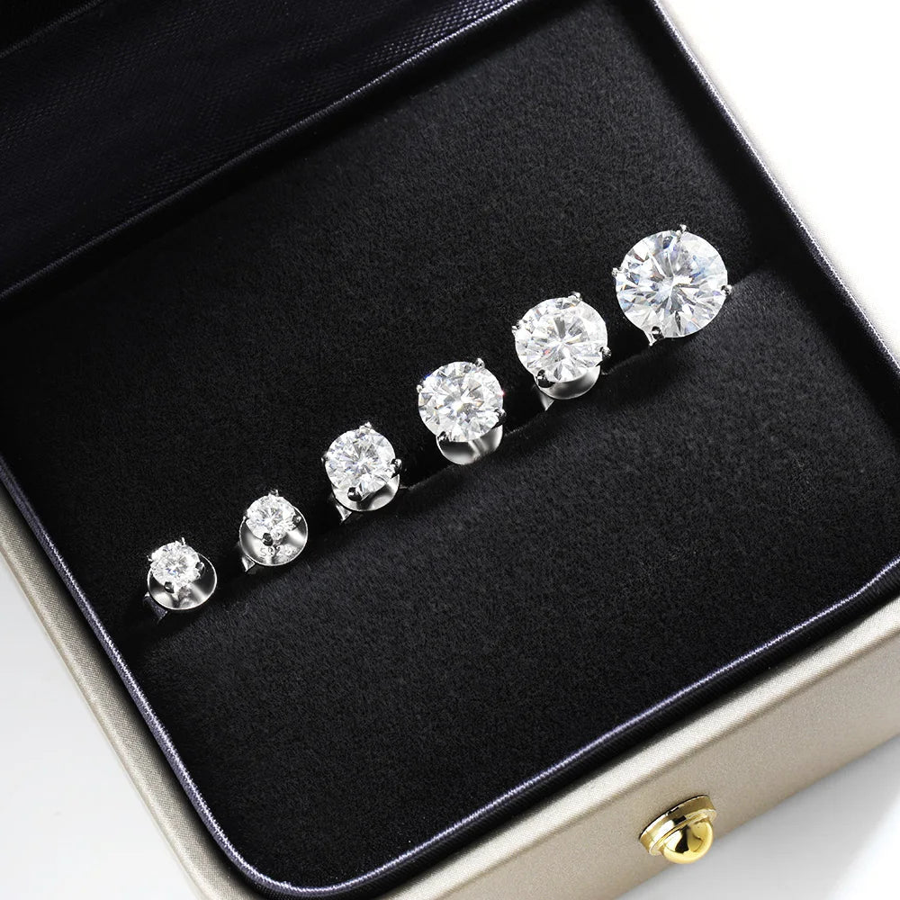 Real 0.2CT-3CT D Color Moissanite Four Claws Stud Earrings For Women Top Quality 100% 925 Sterling Silver Wedding Jewelry