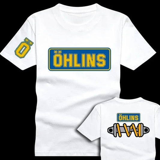 Tees Men Ohlins Shock Suspension Car Motorcycle Sport Racing T Shirt Summer Casual Oversized men's Short sleeve