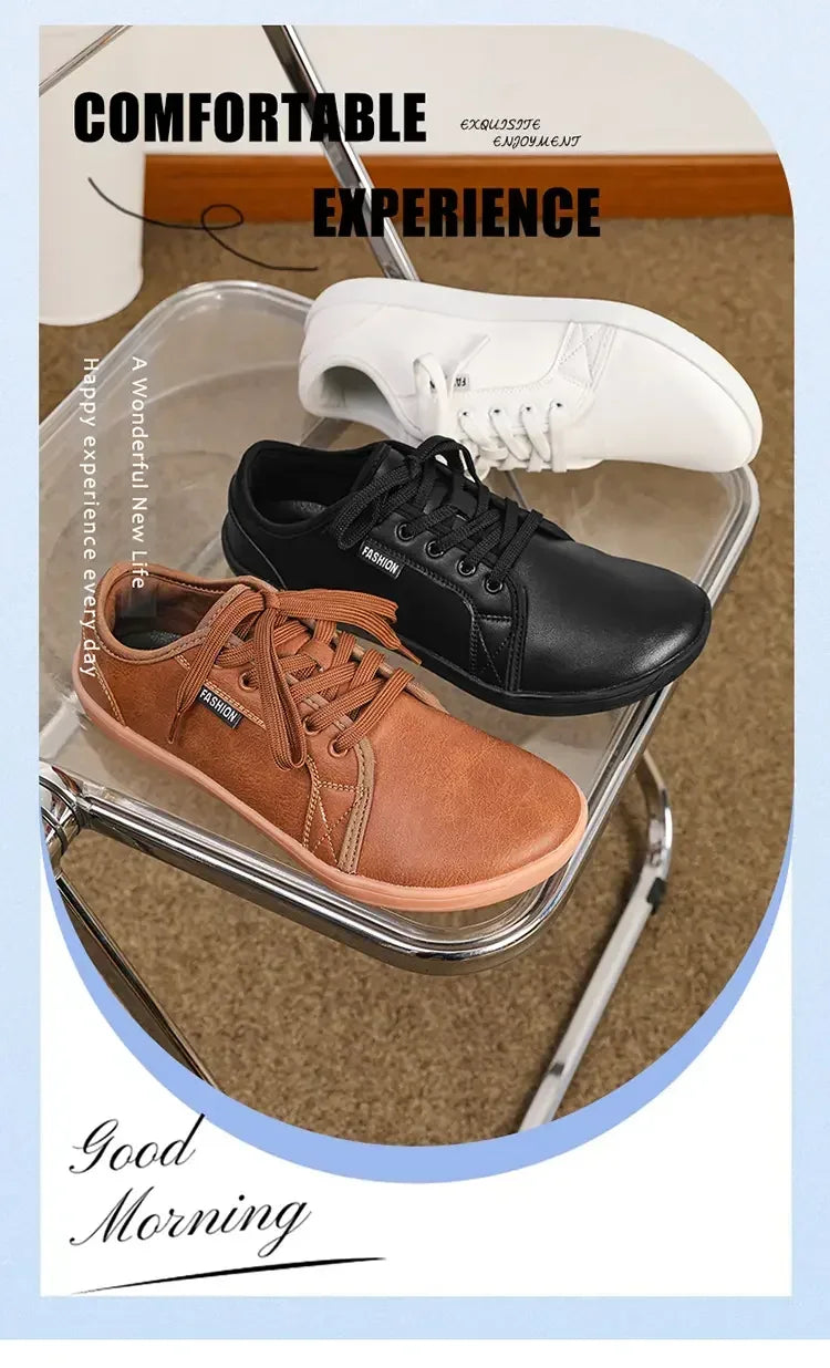 Mens Artificial Leather Wide Barefoot Shoes Unisex Plus Size Male Outdoor Minimalist Sneakers Women Zero Drop Casual Walking