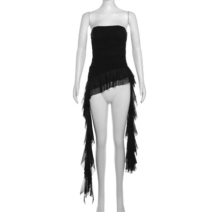 2025 Spring New Solid Color Sweet Gentle Cute All-match High Street Travel Sexy Cool Women Chest Wrap Ruched Tassel Vest
