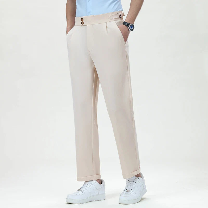 Mens Dress Pants Elastic Business Casual Pants Groom Wedding Party Formal Pants for Men Office Commute Pants