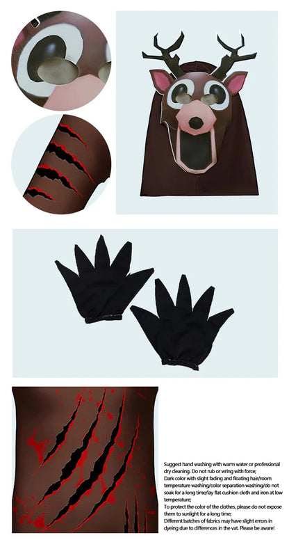 99 Nights In The Forest Deer Kids Cosplay Costume Animal Deer Owl Cosplay Jumpsuit  Halloween Party Costumes for adult childre