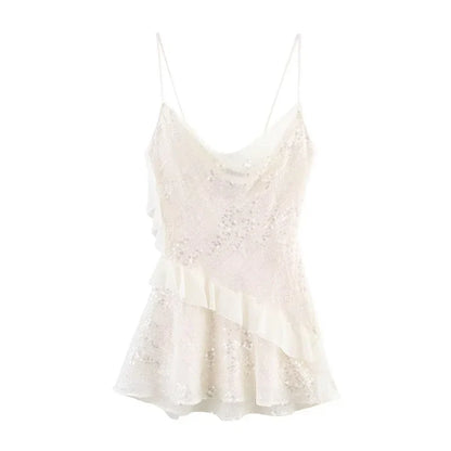 Sequin Mini Dress Woman Sexy Slip Party Dresses for Women Summer Backless Women's Dress Straps Beach Short Dresses
