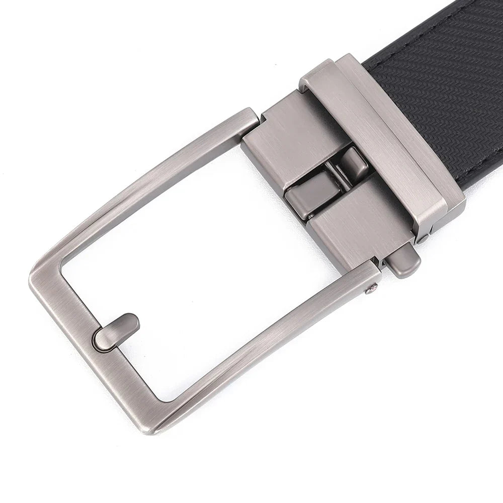 Click Belts for Men Luxury Brand Designer Fashion Automatic Buckle Genuine Leather Men's Belt Male Jeans Waist Strap Blue 3.5 cm
