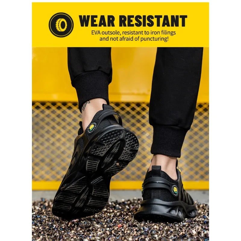 Button Labor Protection Shoes Lightweight Steel Toe Cap Anti Smashing and Anti Puncture Safety Shoes