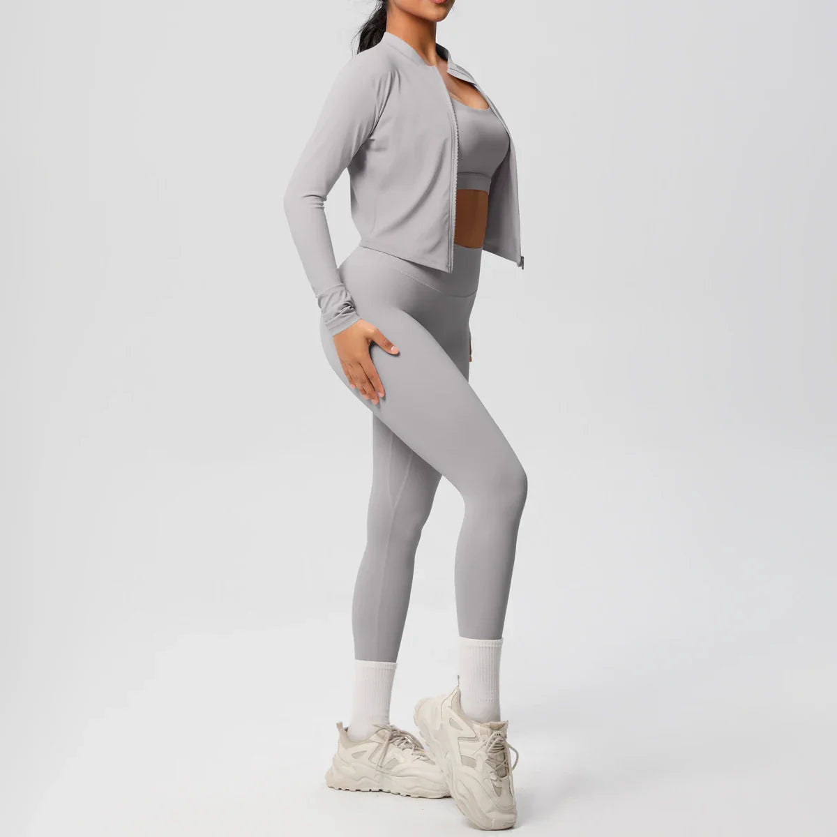 3pcs Sportswear Yoga Set Gym Sports Bra Zipper Jacket Leggings Clothes Sportswear Yoga Suits For Women Fitness Set Tracksuit