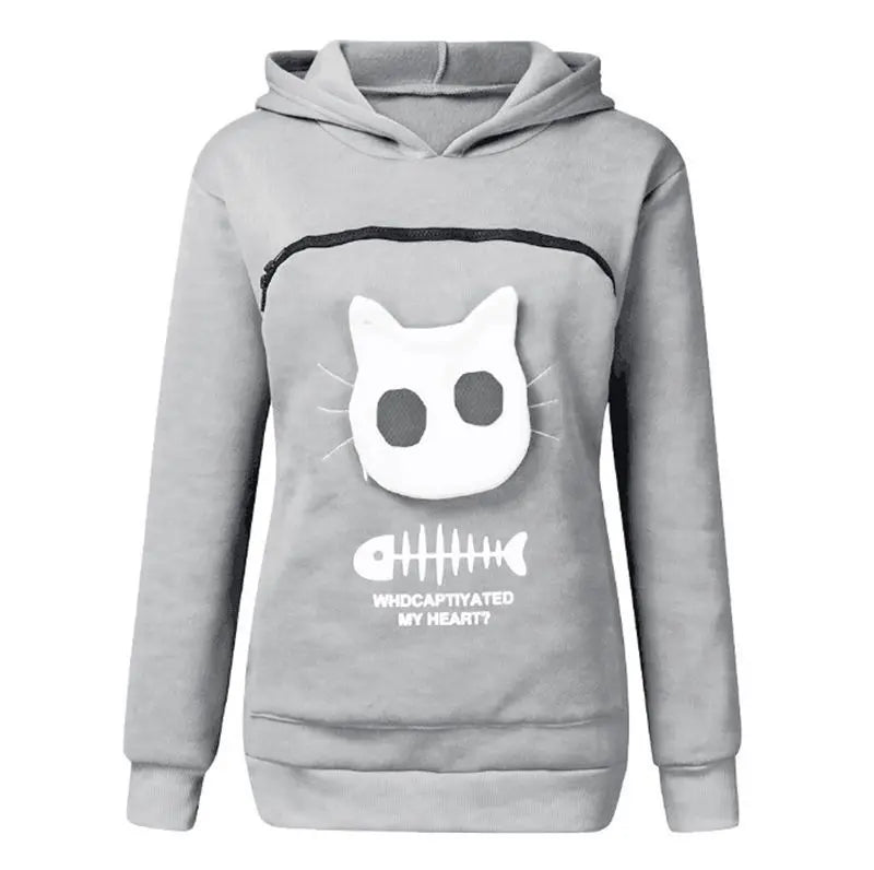 S-3XL Gatos Amantes de Moletom Canguru Cães Pet Pata Dropshipping Pulôveres Bolsa Carinho Peixe Bolso Canguru