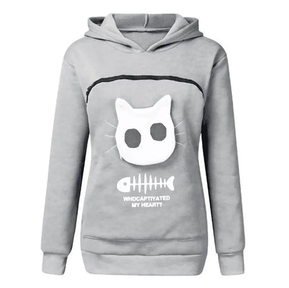 S-3XL Gatos Amantes de Moletom Canguru Cães Pet Pata Dropshipping Pulôveres Bolsa Carinho Peixe Bolso Canguru