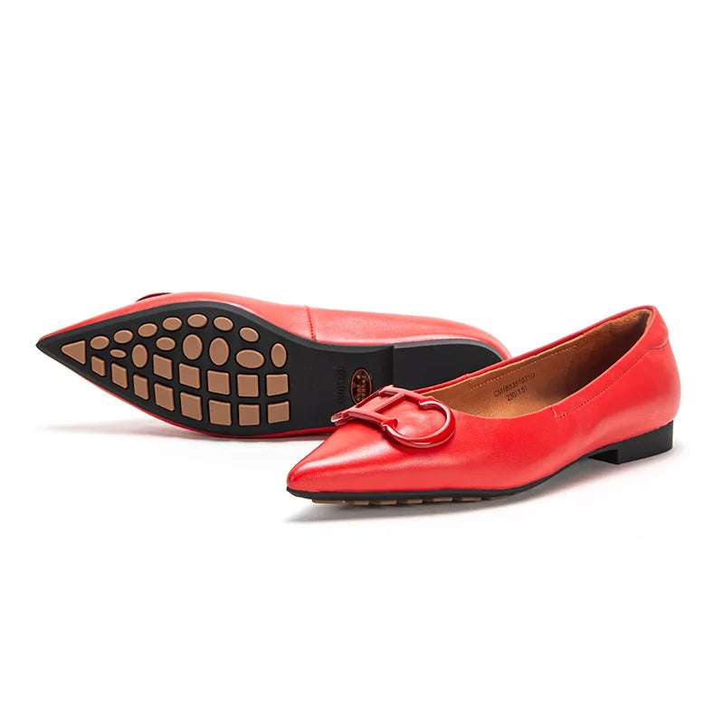 Pointed Toe Design Pure Simple Women's Flat Shoes Wear Comfortable Fashion Solid Women's Casual Shoes Vintage Classic