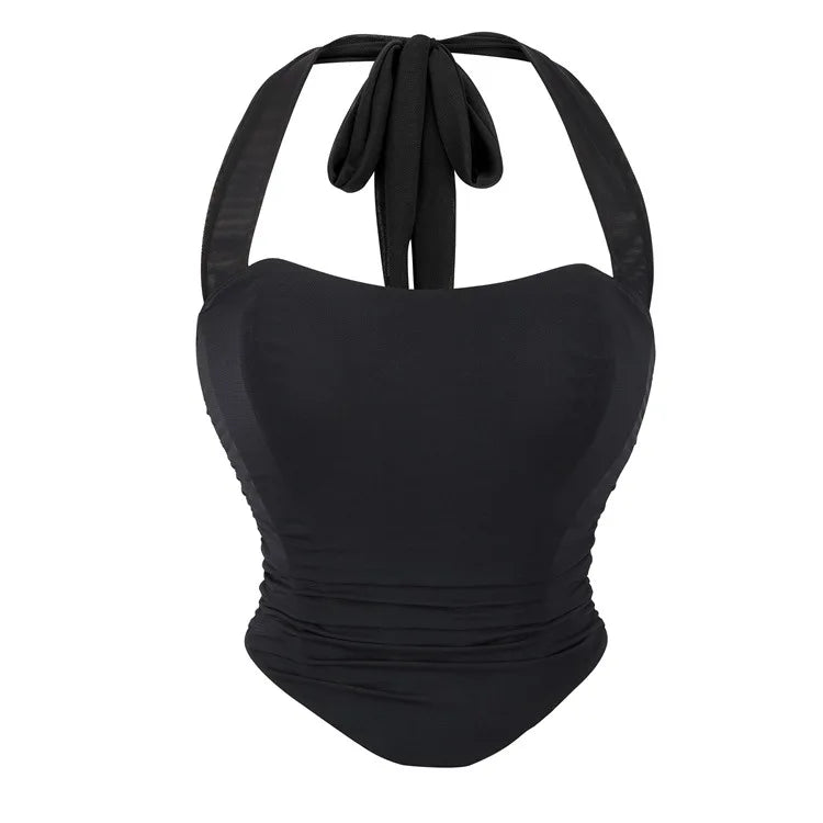 Corset Halter Crop Top Women Camisole Short Cropped Tank Tops Summer Sexy Elegant Nightclub Evening Party Female Clothes
