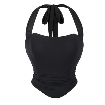 Corset Halter Crop Top Women Camisole Short Cropped Tank Tops Summer Sexy Elegant Nightclub Evening Party Female Clothes