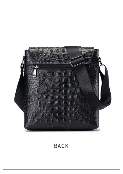 Genuine Leather Men's Crocodile Pattern Shoulder Bag Fashion Men Messenger Chest Bag Vintage Crossbody Travel Bag