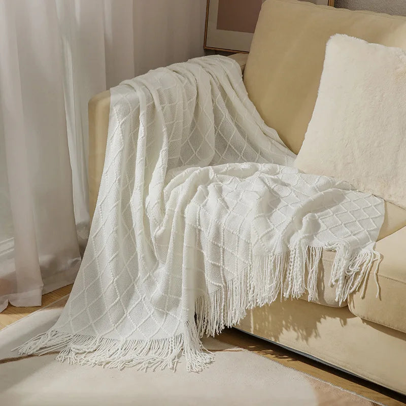 Aesthetic Nordic Plaid Knitted Throw Thread Blankets on the Bed Sofa Throw Travel TV Nap Blankets Soft Towel Bed Plaid Tapestry