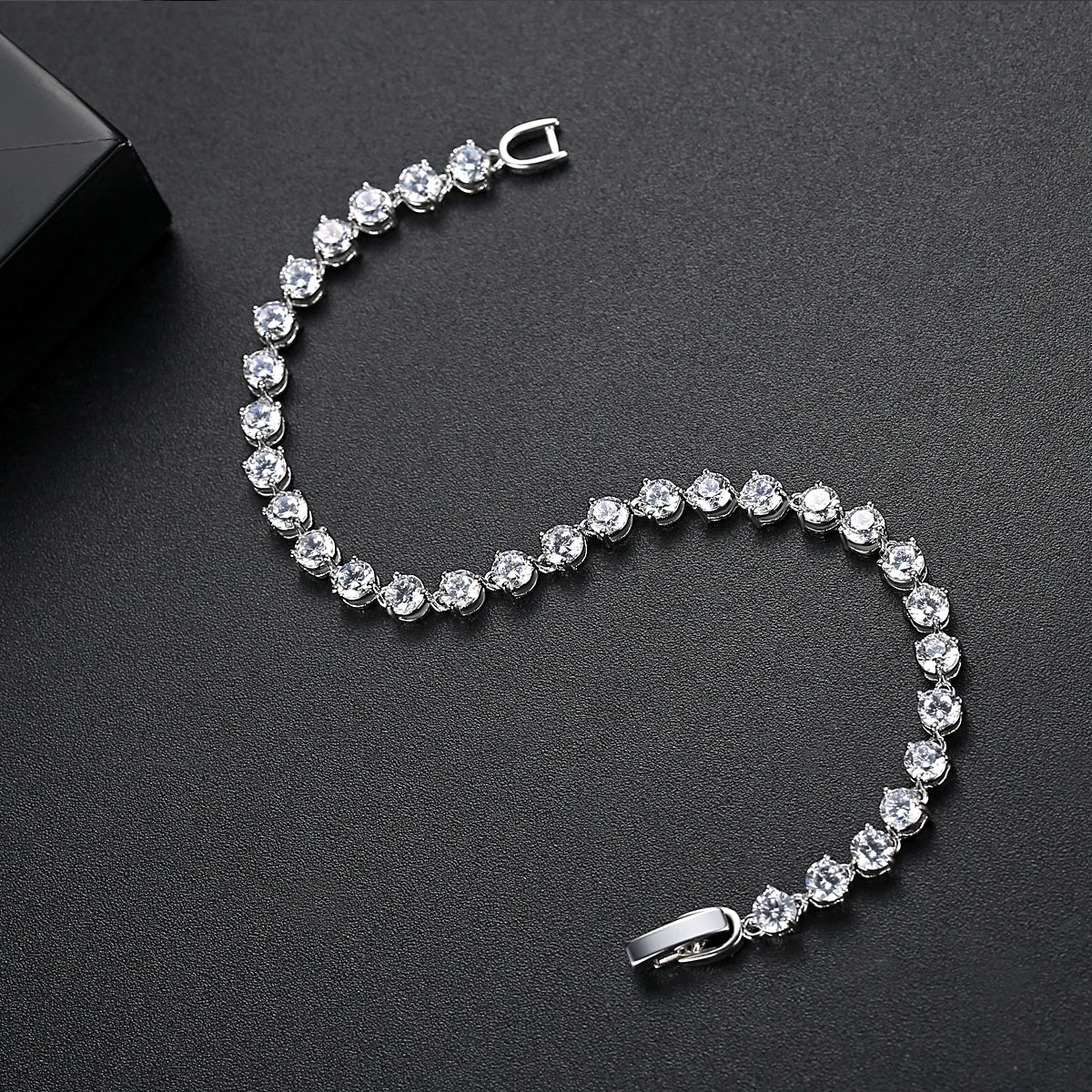 Silver Color 3 Prong Round Cubic Zirconia Necklace Earring Bridal Jewelry Set Simple Design Bride Wedding Accessories