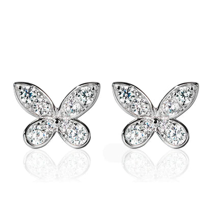 Butterfly Moissanite Diamond Drop Earrings with 8mm Freshwater Pearl 925 Sterling Silver Stud Earring for Women Fine Jewelry