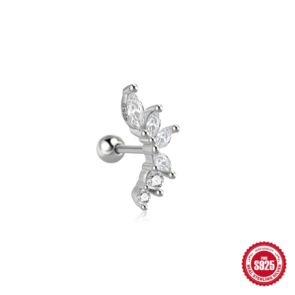Heart Round Ball Flat Helix Piercing Earring 925 Sterling Silver Ear Studs Geometric Zircon Exquisite Trinket Studs Aretes