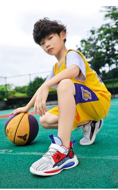 Brand Kids' Sports Shoes Non-slip Running Shoes Boys Basketball Sports Tennis Shoes Fashion Comfortable Teenager Casual Sneakers