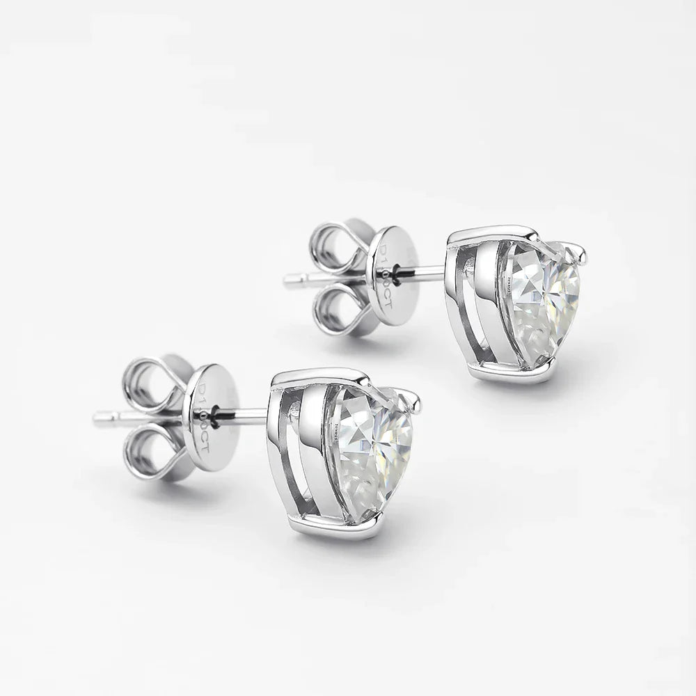 925 Sterling Silver 6.5*6.5mm Heart Moissanite Diamond Women Ear Studs Earrings Wedding Engagement Fine Jewelry Wholesale